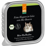 Bio Hofhuhn in Gelee Ergänzungsfutter 100g Katze Nassfutter defu