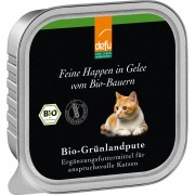 Bio Grünlandpute in Gelee Ergänzungsfutter 100g Katze Nassfutter defu