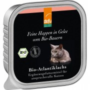 Bio Atlantiklachs in Gelee Ergänzungsfutter 100g Katze Nassfutter defu