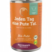 Bio Pute mit Apfel Salat Topi Zucchini Sellerie Leinöl 400g Hund Nassfutter Herrmann