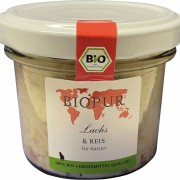 Bio Lachs & Reis 100g im GLAS (!!!) glutenfrei Katze Nassfutter Biopur