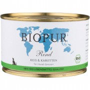 Senior: Bio  Rind Reis & Karotten 400g Glutenfrei Hund Nassfutter Biopur