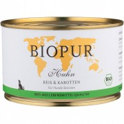 Senior: Bio Huhn Reis & Karotten 400g Glutenfrei Hund Nassfutter Biopur