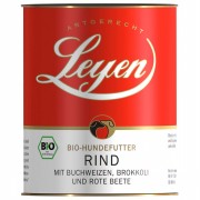 Bio Rind mit Buchweizen Brokkoli Roter Beete 800g Dose Hund Nassfutter Leyen