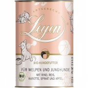 Bio Rind Reis Karotten Spinat u. Apfel 400g Hund Nassfutter Leyen