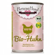 100 % Bio Huhn (Brustfleisch Hälse Hühnerklein) 400g Hund Nassfutter Herzenshund