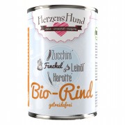 Bio Rind mit Zucchini 400g Hund Nassfutter Herzenshund