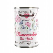 Blumenzauber Bio Huhn mit Obstgemüse u. Blütenpollen 400g Hund Nassfutter Herzenshund